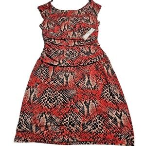 Bisou Bisou Snakeskin Dress Womens 10 Red Black Ruched,mob wife,party stretch
